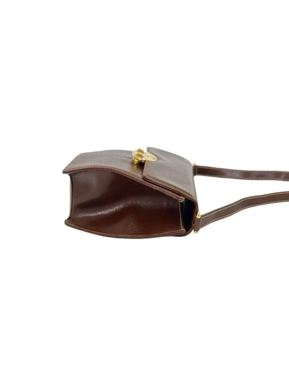 Gucci Vintage Logo Leather Shoulder Bag Pochette Brown